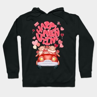 Happy Valentine Bear Car Hoodie